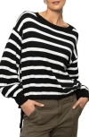 Sanctuary Women's Striped Side-tie Sweater In Black/chalk