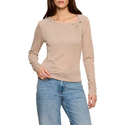 Sanctuary Suki Twist Detail Long Sleeve Rib Top In Brown