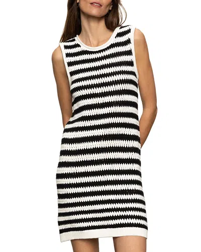 Sanctuary Summer Shell Crochet Dress In Chalk Black Stripe