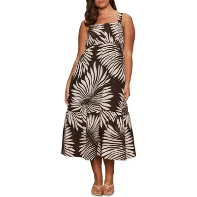 Sanctuary Sundance Palm Print Linen Blend Dress