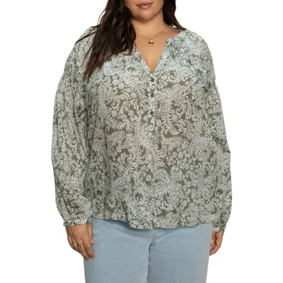 Sanctuary Sunday's Best Floral Print Top In Green