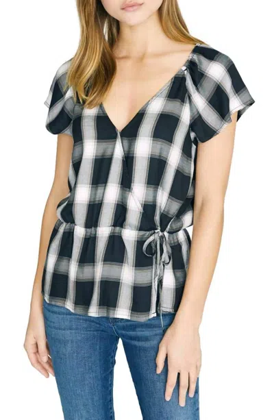 Sanctuary Sunstone Faux Wrap Top In Be Real Plaid In Multi