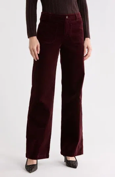 Sanctuary Supernova Velvet Wide Leg Pants In Burgundy