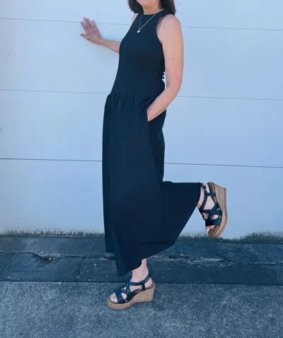 Sanctuary Take Me Away Midi Dress In Black In Blue