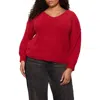 Sanctuary Teddy Fleece V-neck Sweater In Red