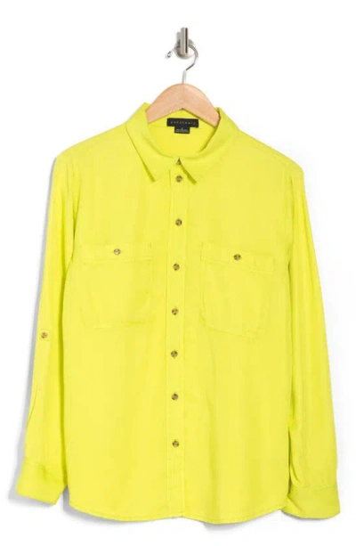 Sanctuary Tencel® Lyocell Boyfriend Button-up Shirt In Chartreuse