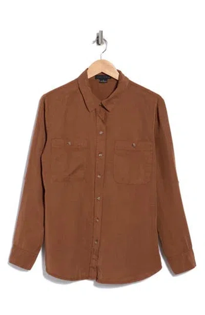 Sanctuary Tencel® Lyocell Boyfriend Button-up Shirt In Clove Brown