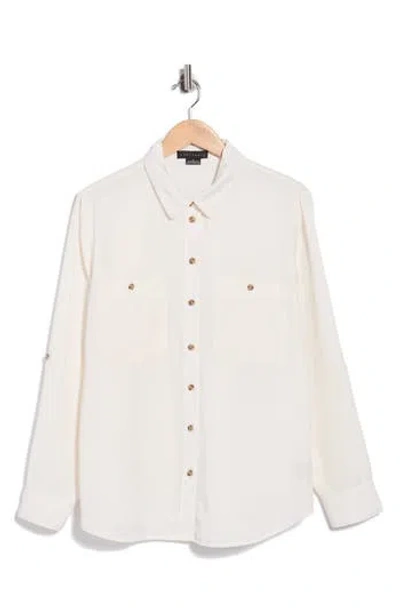 Sanctuary Tencel® Lyocell Boyfriend Button-up Shirt In Milk White