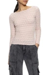 Sanctuary Stretch Mesh Boat Neck Top In White