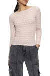Sanctuary Stretch Mesh Boat Neck Top In White