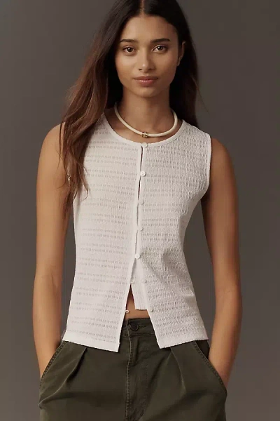 Sanctuary Textured Button Front Vest Top In White