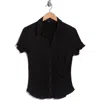 Sanctuary Dream Shirred Placket Knit Button-up Shirt In Black