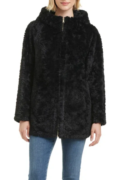 Sanctuary Textured Faux Fur Jacket In Black