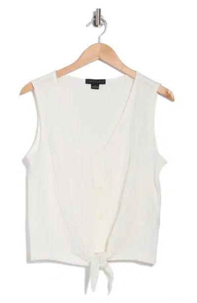 Sanctuary Textured Front Tie Tank In Milk