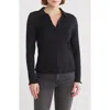 Sanctuary Textured Long Sleeve Polo In Black
