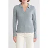 Sanctuary Textured Long Sleeve Polo In Blue Grass