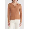 Sanctuary Textured Long Sleeve Polo In Cafe Ole