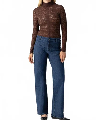 Sanctuary Textured Mock Neck Tee In Brown Sugar In Multi