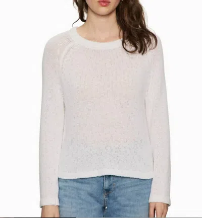 SANCTUARY TEXTURED RAGLAN CREW SWEATER IN BLEACHED WHITE