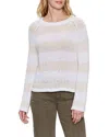 Sanctuary Raglan Stripe Round Neck Sweater In Cream In White