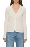 Sanctuary Textured Stripe Cotton Blend Knit Button-up Shirt In White