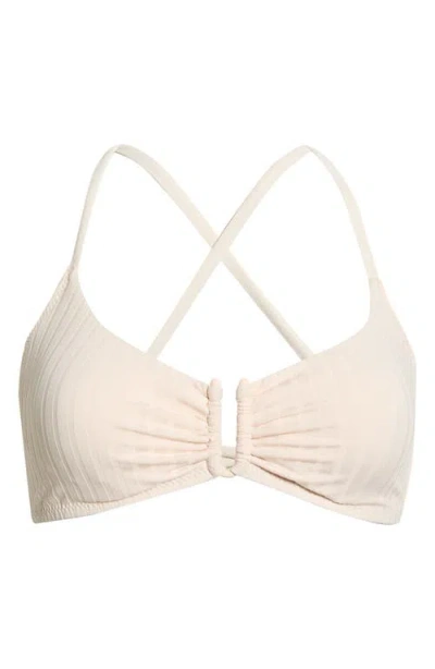 Sanctuary Textured Stripe U-bar Bikini Top In Neutral