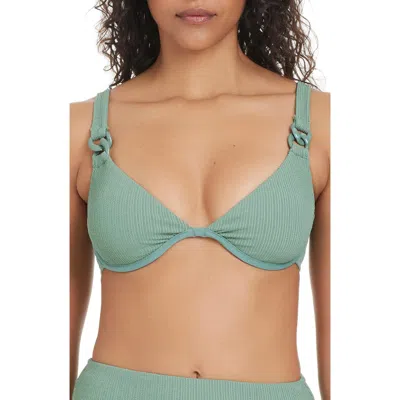 Sanctuary Textured Underwire Bikini Top In Green