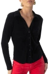 Sanctuary Textured Velvet Button-up Shirt In Black