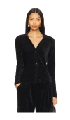 Sanctuary Textured Velvet Button Up Top In Black