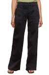 Sanctuary Soft Marine High Waist Wide Leg Crop Cotton Pants In Black