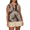 Sanctuary The Harmony Palm Pintuck Pleat Linen Blend Tank In Brown