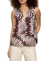 Sanctuary The Harmony Palm Pintuck Pleat Linen Blend Tank In Purple