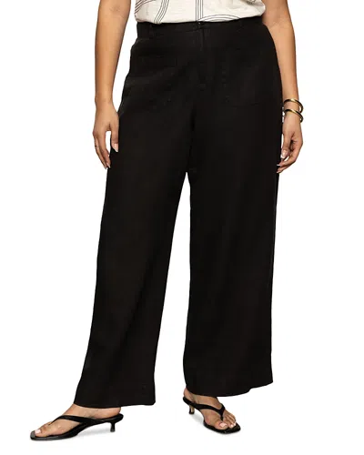 Sanctuary The Linen Marine Wide Leg Pants In Black
