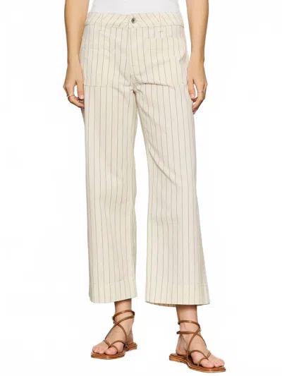 Sanctuary The Marine Crop Jean In Pinstripe In Neutral