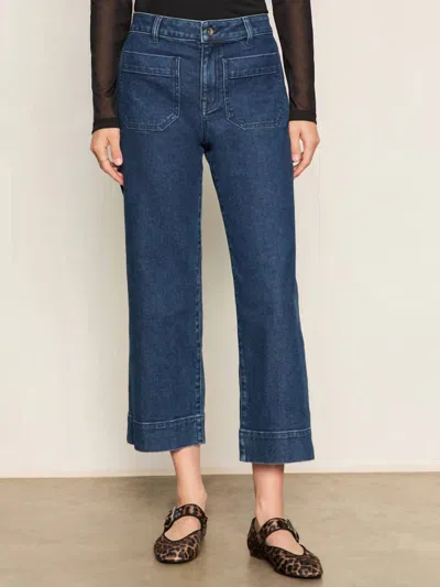 Sanctuary The Marine Cropped Wide Leg Jean In Aspen In Blue