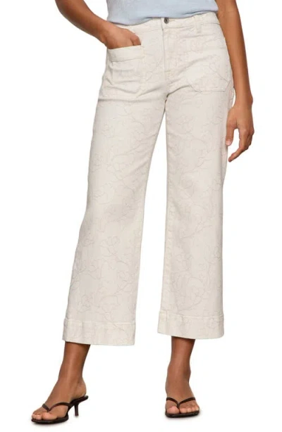 Sanctuary The Marine Embroidered Crop Wide Leg Jeans In White