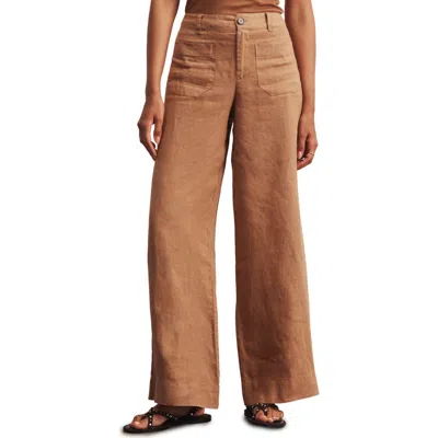 Sanctuary The Marine Linen Wide Leg Pants In Brown