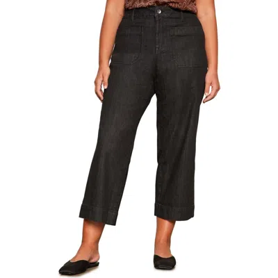 Sanctuary The Marine Patch Pocket Crop Wide Leg Jeans In Black