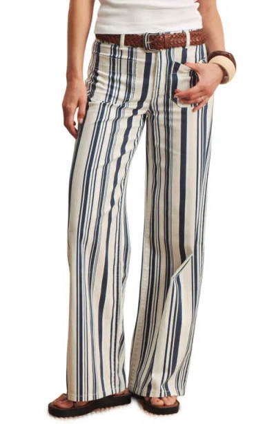Sanctuary The Marine Stripe Patch Pocket Wide Leg Jeans In Multi