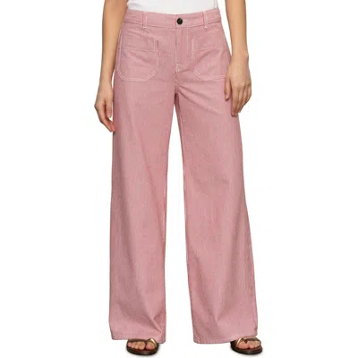 Sanctuary The Marine Stripe Patch Pocket Wide Leg Pants In Pink