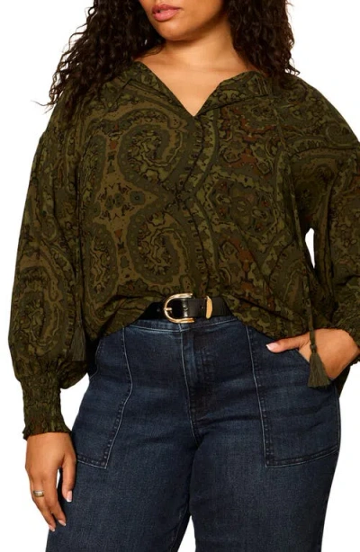 Sanctuary The Moment Volume Blouse In Green