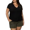 Sanctuary The New Girl Split Neck Cotton T-shirt In Black