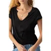 Sanctuary The New Girl Split Neck Cotton T-shirt In Black