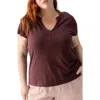 Sanctuary The New Girl Split Neck Cotton T-shirt In Dark Cherry
