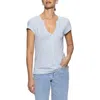 Sanctuary The New Girl Split Neck Cotton T-shirt In Sky Blue