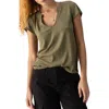 Sanctuary The New Girl Split Neck T-shirt In Brown