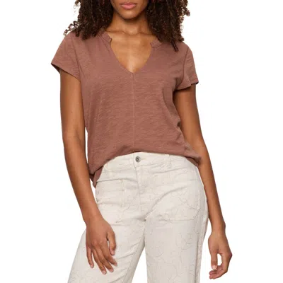 Sanctuary The New Girl Split Neck T-shirt In Brown