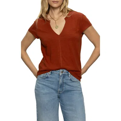 Sanctuary The New Girl Split Neck T-shirt In Sepia