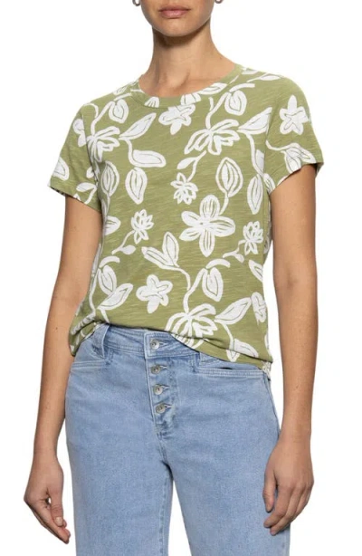 Sanctuary The Perfect Geo Print Cotton Blend Knit Top In Green Ivy
