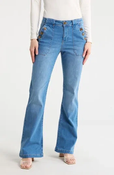 Sanctuary The Sailor High Waist Bootcut Jeans In Blue